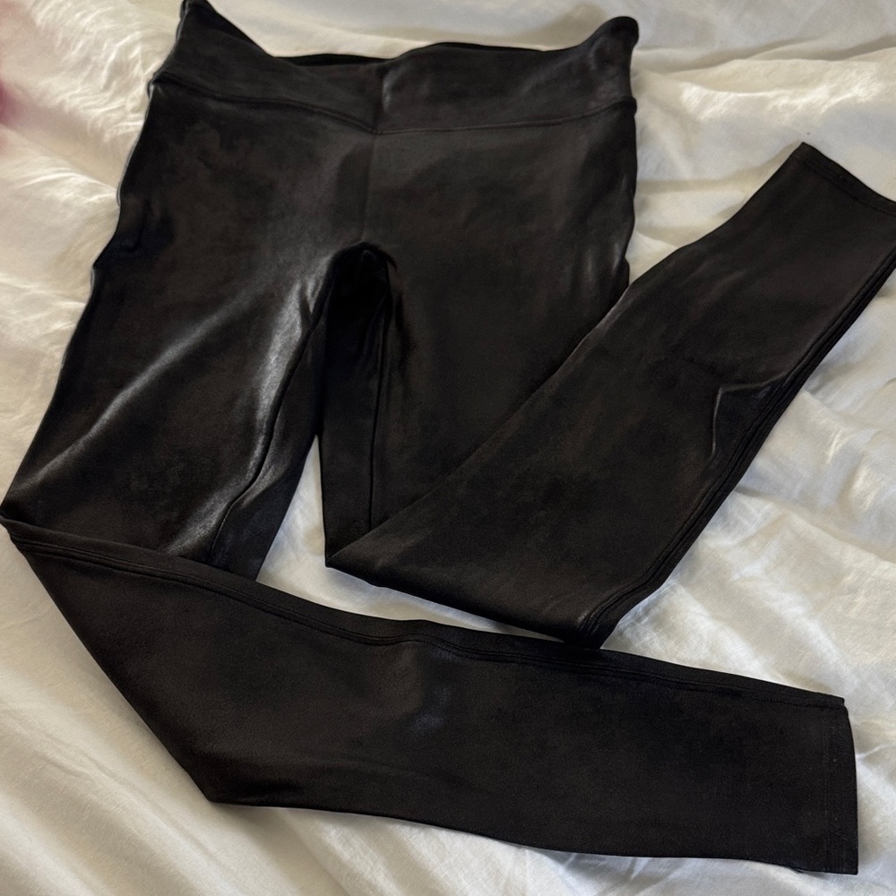 SPANX Charcoal Faux Leather Leggings